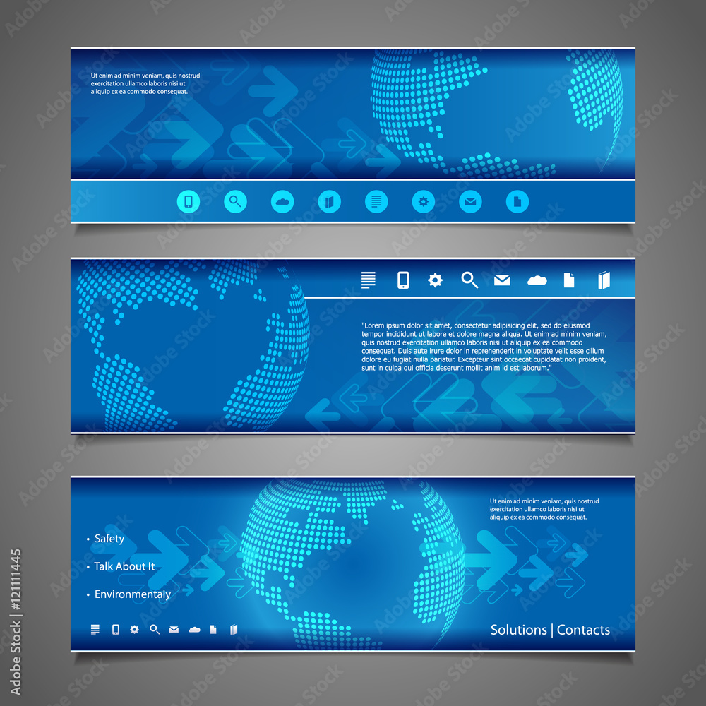 Web Design Elements - Abstract Header Design with Dotted Earth Globe Web Design Elements - Abstract Header Design with Dotted Earth Globe