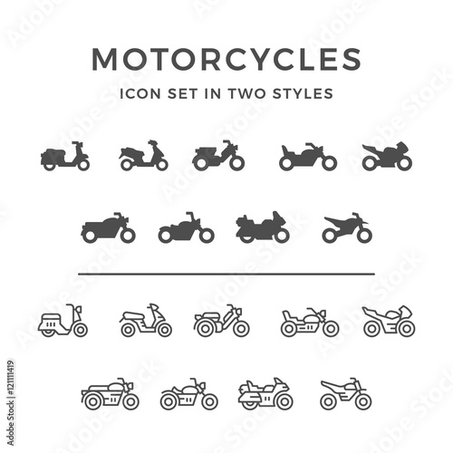 Set icons of motorcycle