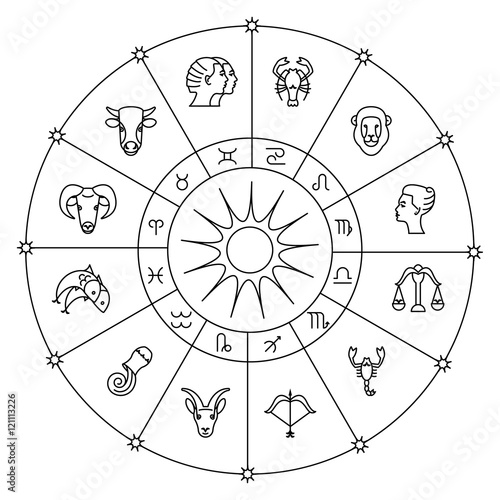 Zodiacal circle with astrology signs. Vector design element isolated on background. Zodiac Signs..