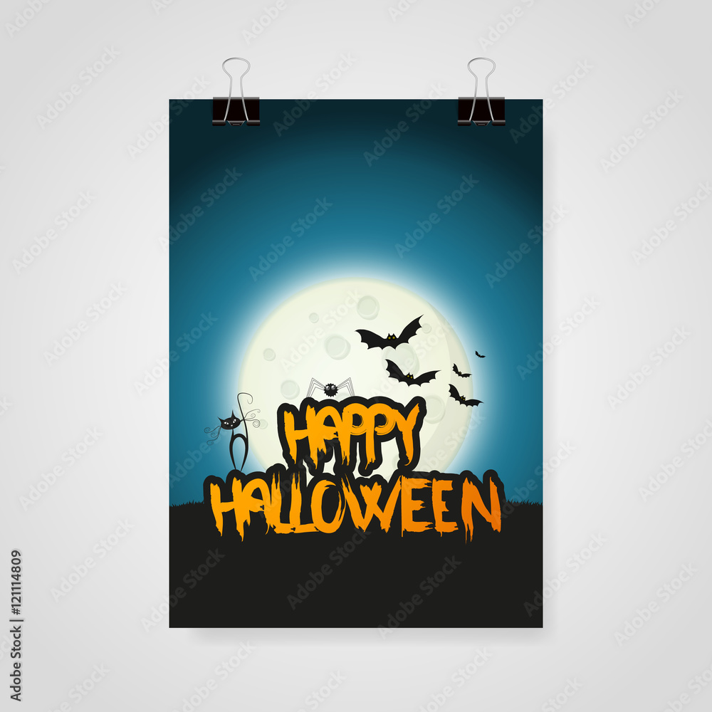 Happy Halloween poster, vector illustration

