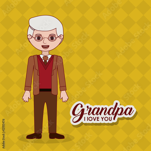 Old man cartoon icon. Grandfather grandpa and family theme. Colorful design. Vector illustration