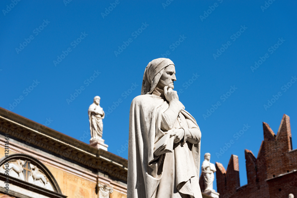 Statue of Dante Alighieri in Verona - Italy