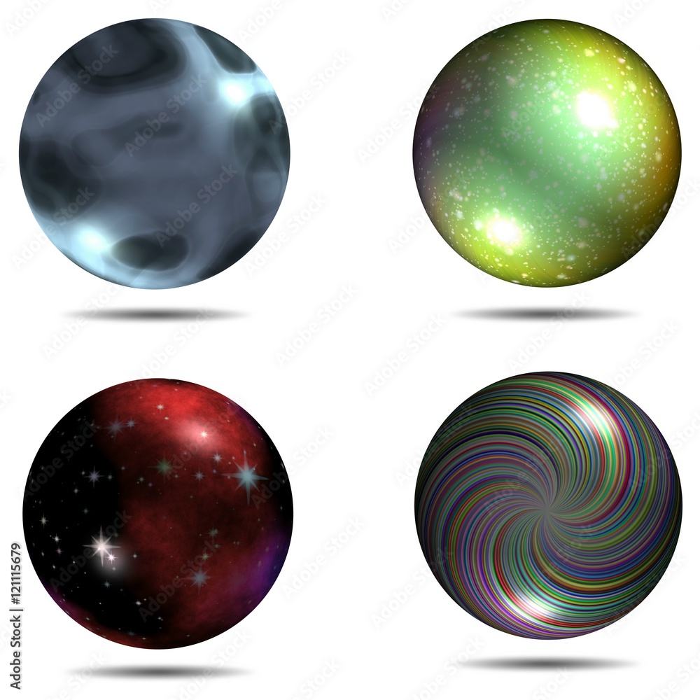 Set of different balls with mapped texture and shadow 3 Set of different balls with mapped texture and shadow 3