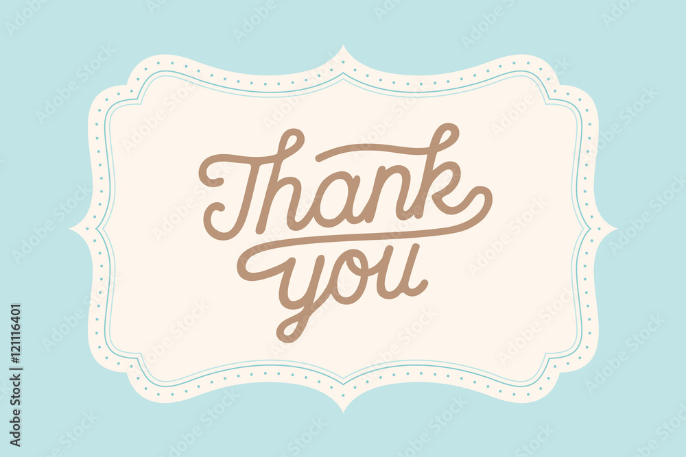 Old vintage frame with text Thank You. Greeteng card with old frame for
