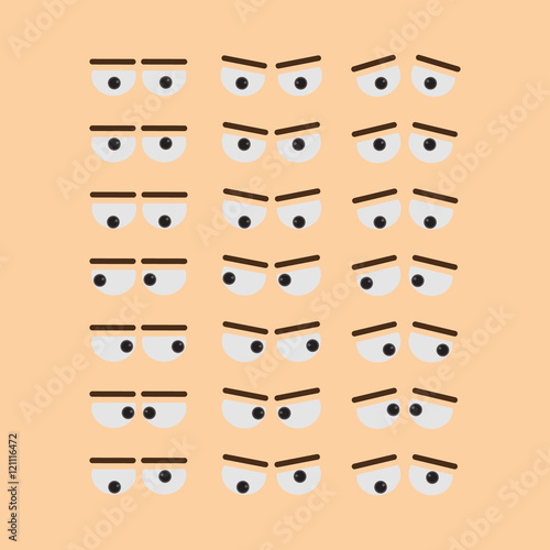 Funny eyes set. Eyes with brows. All kinds of emotions as sadness, anger, contempt and more.
