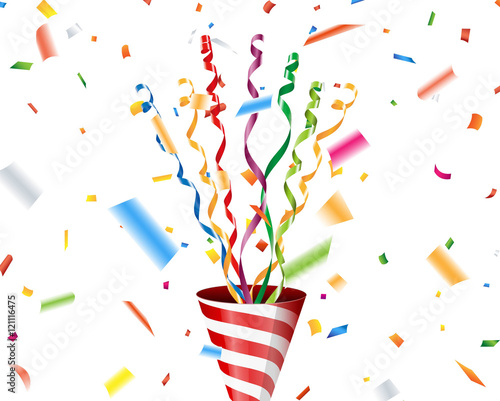 Party popper with confetti and streamer Vector