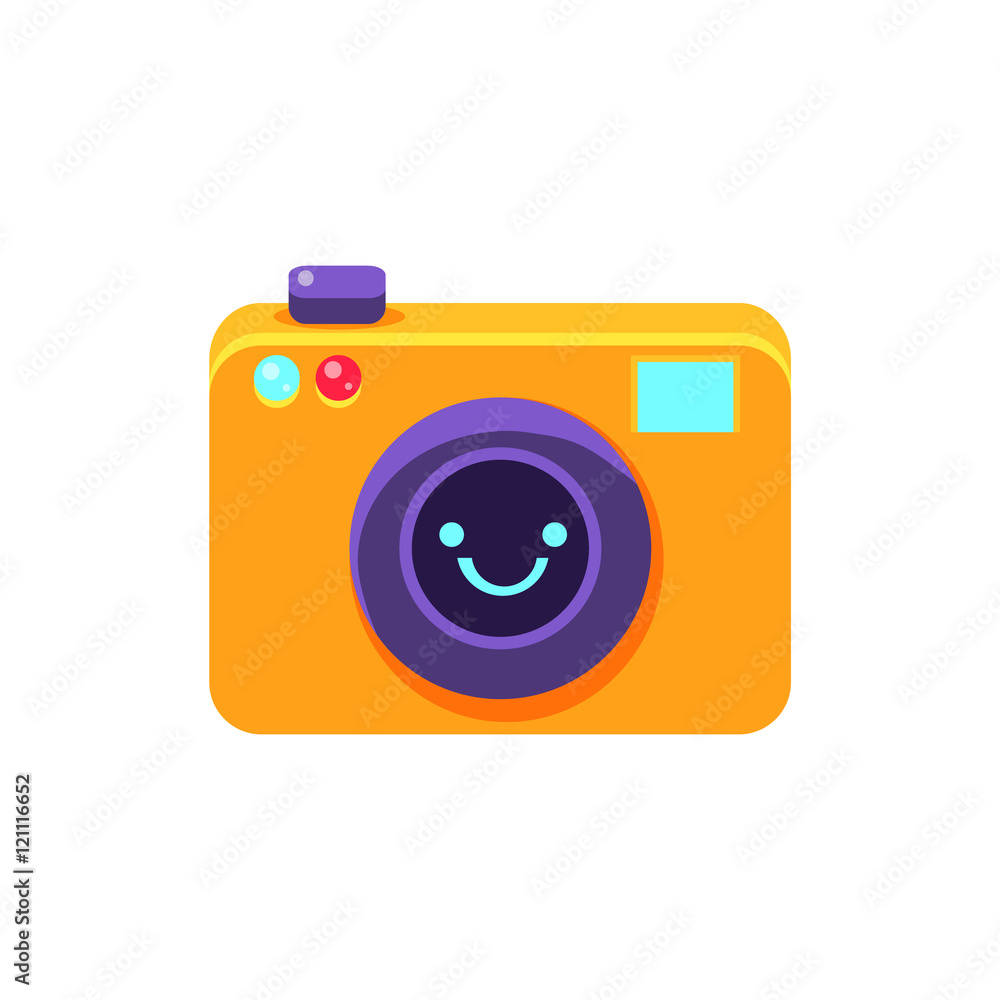 Photo Camera Primitive Icon With Smiley Face Stock Vector | Adobe Stock