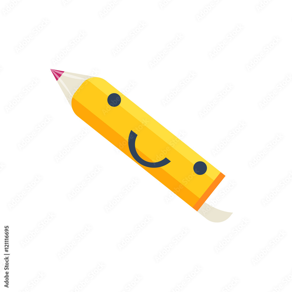 Pencil Primitive Icon With Smiley Face Pencil Primitive Icon With Smiley Face