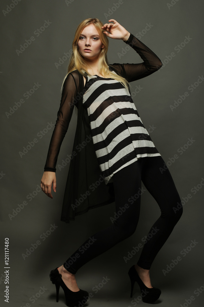 pretty model on grey background pretty model on grey background