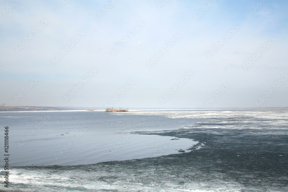 ice drift on the river