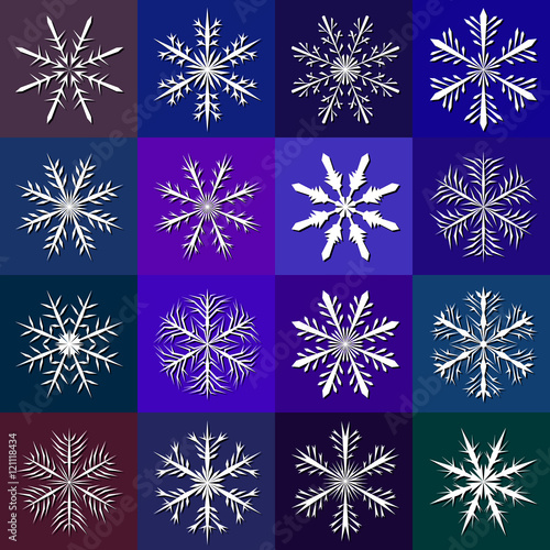 snowflake set isolated. Vec...