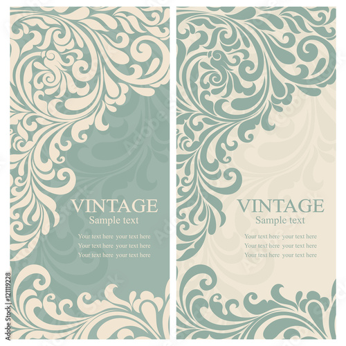 Set of 2 Wedding Invitation card Baroque