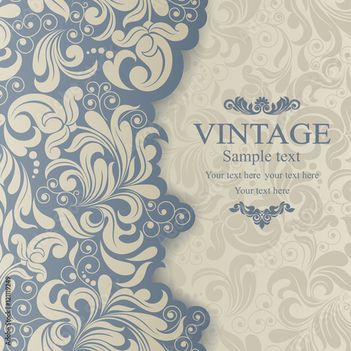 Wedding Invitation cards in an vintage-style blue