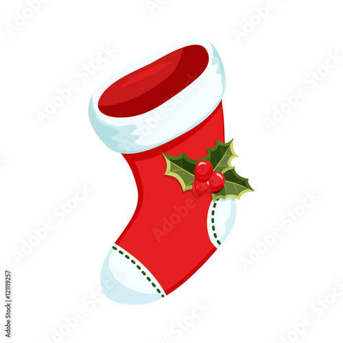 Christmas stocking with holly