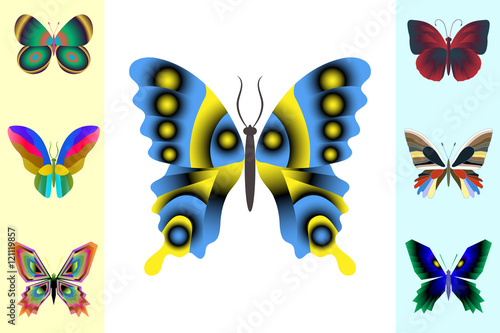 Abstract butterfly set. Vec...