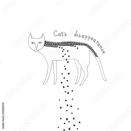 Hand Drawn Illustration of Cat consisting of triangles.
