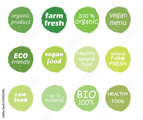 Vector set of healthy organic food labels