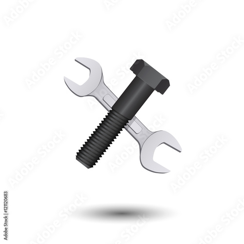 Crossed bolt and wrench. Is...