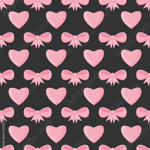 Seamless pattern with hearts and bows for Valentine's Day