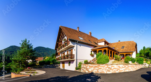 Canvastavla Beautiful guesthouse with terrace in Alsace, France. Alpine styl