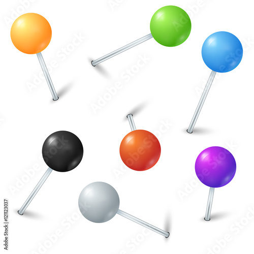 Color realistic map pins vector set