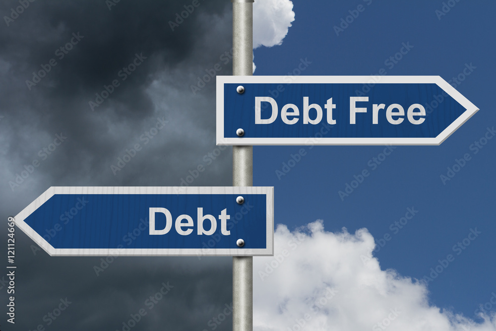 Obraz premium Having Debt versus being Debt Free