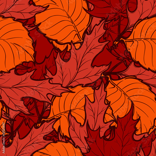 Autumn deciduous leaves seamless pattern