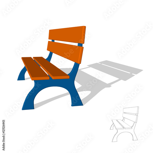 Park bench. 3d Vector illus...