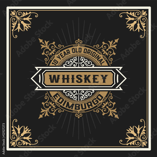 Whiskey label with old frames
