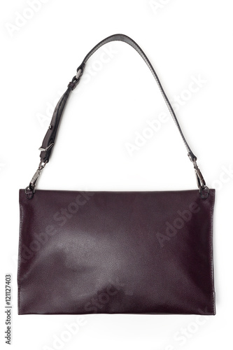 Leather female handbag isolated on white