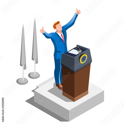 Election Infographic Party Congress Vector Isometric People