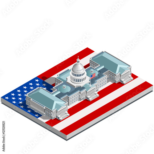Election Infographic Politic Congress Vector Isometric Building
