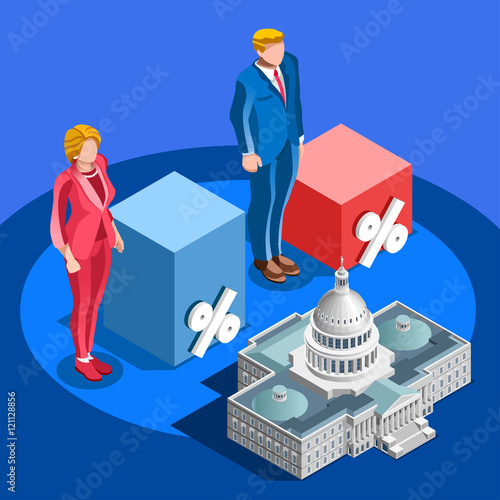 Election Infographic Pools Candidate Vector Isometric People