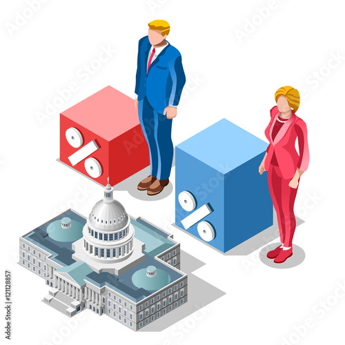 Election Infographic Pools Congress Vector Isometric People