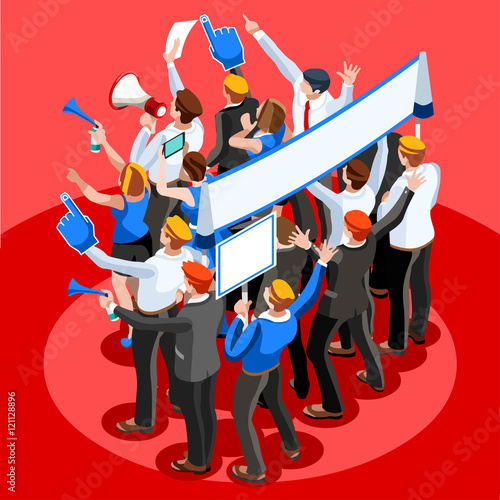 Usa vote polling preference Election 2016 Democrat group of people candidate endorsement. Infographic Theatre Audience Vector Isometric People