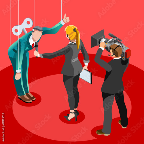 Usa Election 2016 Concept. Democrat Republican pre debate convention interview. Us Presidential candidate puppet character icon. Flat vector isolated isometric people