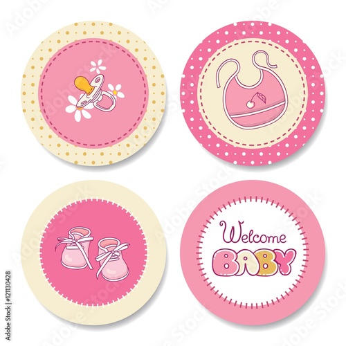 Set of colorful stickers for girl's birthday