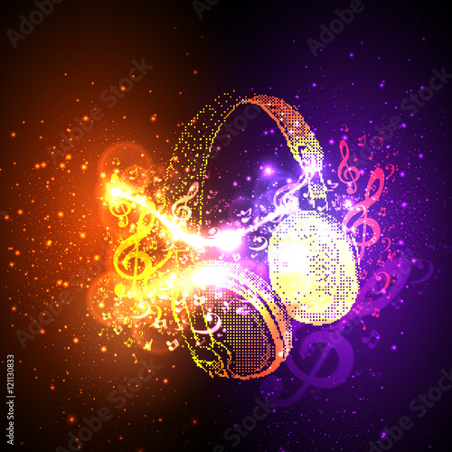 Headphones cover with note easy all editable