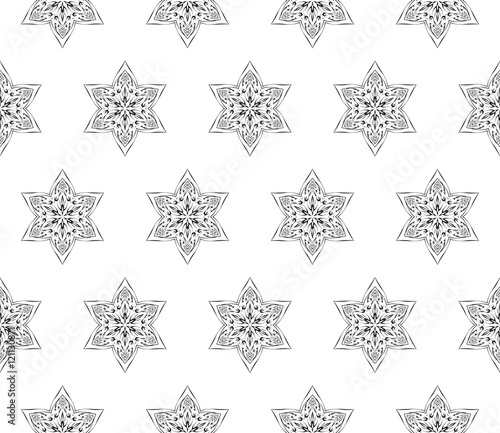 Abstract Vector seamless pattern with abstract floral and leave style. Repeating sample figure and line.