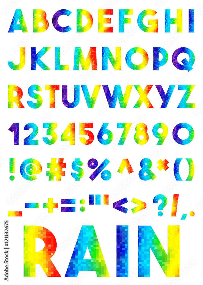 Fototapeta premium Decorative colored mosaic alphabet isolated on the white backgro