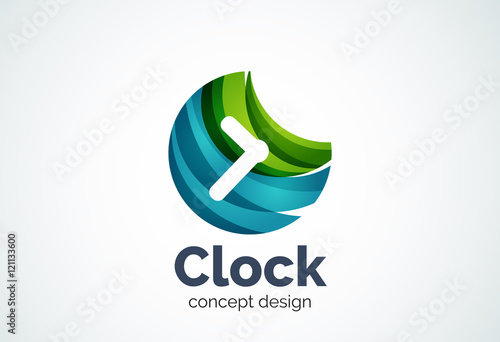 Clock logo template, time management business concept