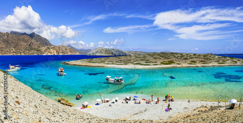 Fototapeta Naklejka Na Ścianę i Meble -  beautiful turquoise beaches of Greece - Astypalea island, Dodecanese