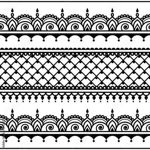 Indian seamless pattern, design elements - Mehndi tattoo style