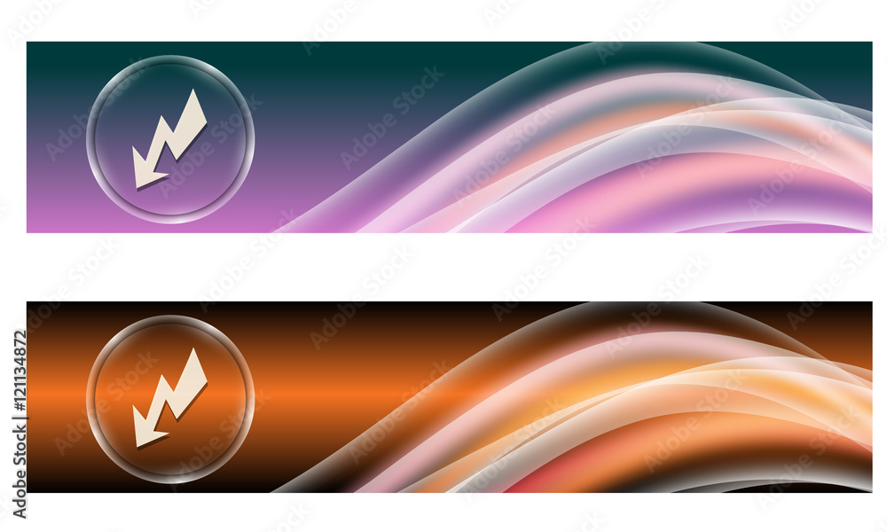 Set of two banners with colored rainbow and flash