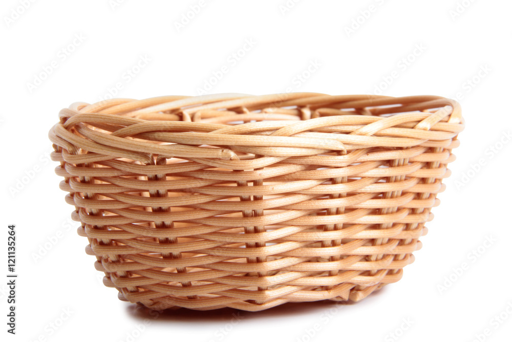 Retro wicker basket on white background