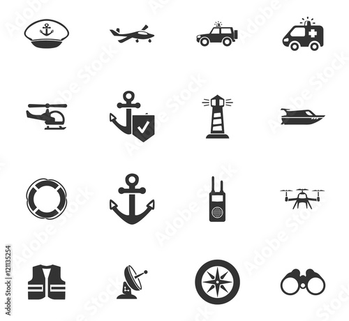 Coast Guard icons set