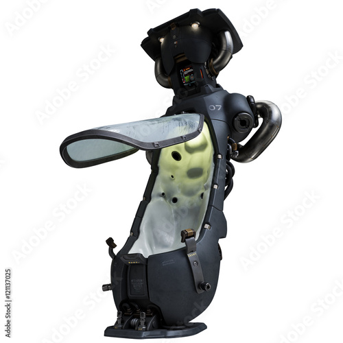 Принти на полотні 3D rendering science fiction cryopod  on a white background