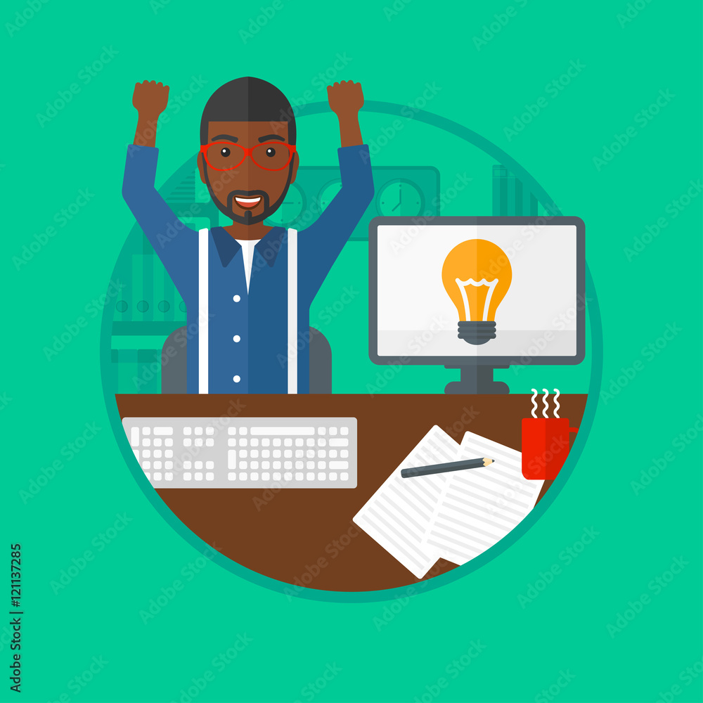 Creative excited man having business idea. Creative excited man having business idea.