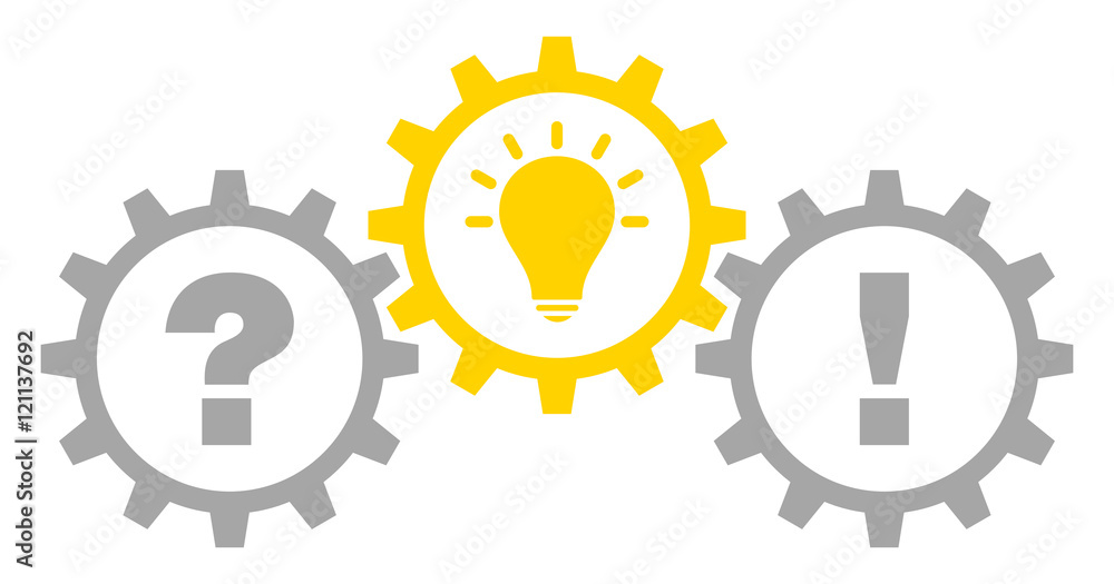 Gears Question, Idea & Answer Grey/Yellow Outline Gears Question, Idea & Answer Grey/Yellow Outline