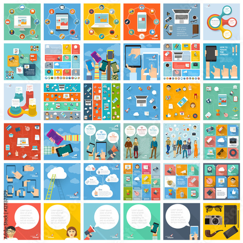Flat design vector template set.